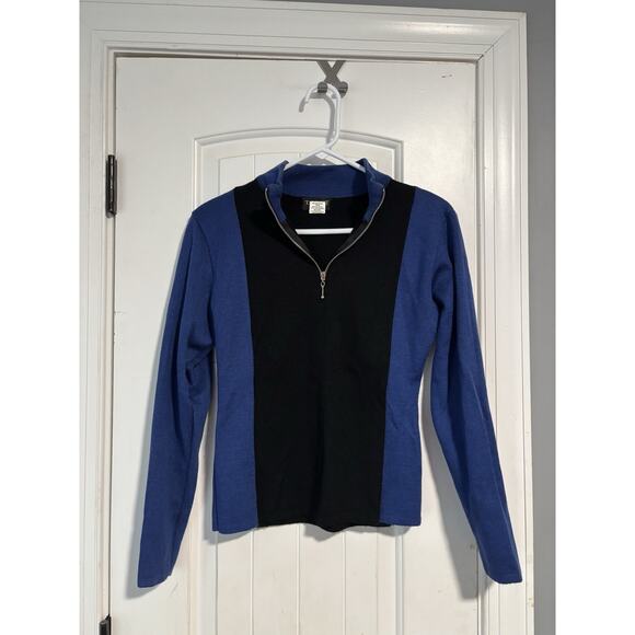 Takeout Blue Black Fitted 1/4 Zip Sweater Size M Mens - Picture 1 of 3